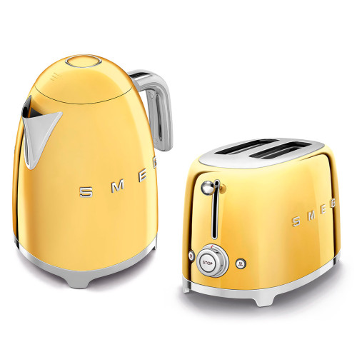 Чайник электрический Smeg KLF03GOEU и тостер Smeg TSF01GOEU золото (комплект)