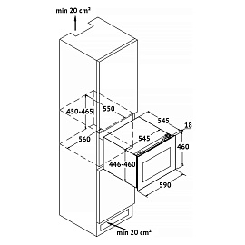 Схема встраивания и размеры Korting KFW 501 SL GXN