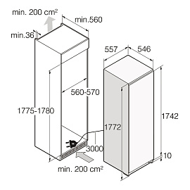 Схема встраивания и размеры Asko RBF576DND1