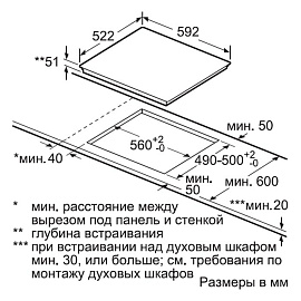 Схема встраивания Bosch PIE631FB1E