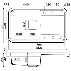 Размеры мойки Omoikiri Tasogare 86-BE ваниль 4993455