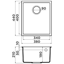 Размеры мойки Omoikiri Bosen 38-U-BE ваниль 4993158