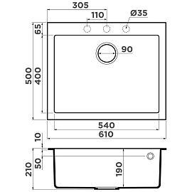 Размеры мойки Omoikiri Bosen 61-PL платина 4991216