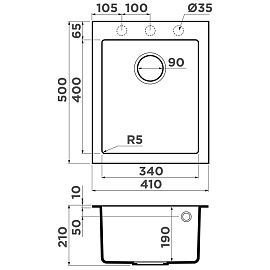 Размеры мойки Omoikiri Bosen 41-EV эверест 4993219