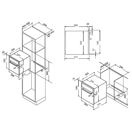 Схема встраивания и размеры Evelux EO 630 PB