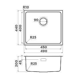 Размеры мойки Omoikiri Tadzava 49-U-I-GM 4993076