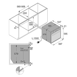 Схема встраивания и размеры Asko OT8664A1