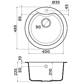 Размеры мойки Omoikiri Yasugata 48R-BL черный 4993130