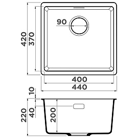 Размеры мойки Omoikiri Kata 44-U-BL черный 4993403