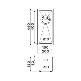 Размеры мойки Omoikiri Taki 20-U-IF-IN 4973042