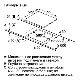 Схема встраивания и размеры Bosch PUC631BB5E