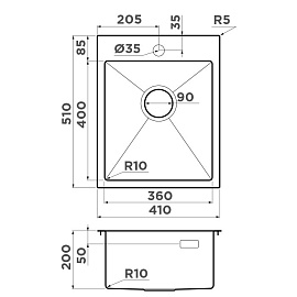 Размеры мойки Omoikiri Akisame 41-GM 4973094