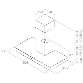 Размеры вытяжки Elica JOY BLIX 60