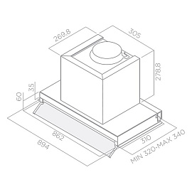 Размеры вытяжки Elica Boxin Plus IXGL 90