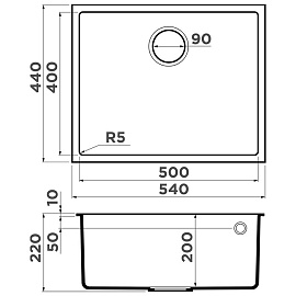 Размеры мойки Omoikiri Bosen 54-U-SA бежевый 4993163