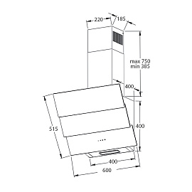 Размеры вытяжки Korting KHC 68073 GN
