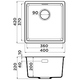 Размеры мойки Omoikiri Kata 40-U-BL черный 4993396