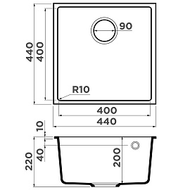 Размеры мойки Omoikiri Bosen 44-U-CH шампань 4997009