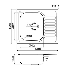 Размеры мойки Omoikiri Kashiogawa 60-IN 4993274