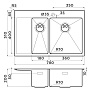 Размеры мойки Omoikiri Akisame 78-2-LG-R 4973088