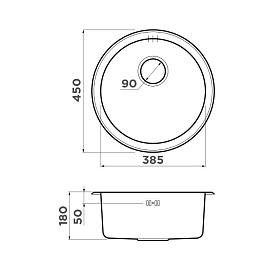 Размеры мойки Omoikiri Toya 45-U-I-IN 4993064