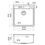 Размеры мойки Omoikiri Daisen 44-IN 4993179