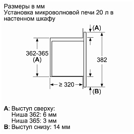 Схема встраивания и размеры Bosch BFL623MW3