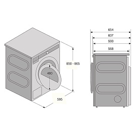 Размеры сушильной машины Asko TDC1781H.W.P