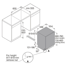 Схема встраивания и размеры Asko DSD746U