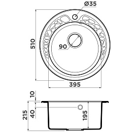 Размеры мойки Omoikiri Tovada 51-BL черный 4993369