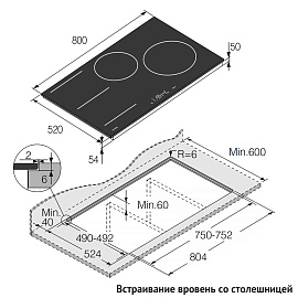 Схема встраивания и размеры Asko HI5842FBG1
