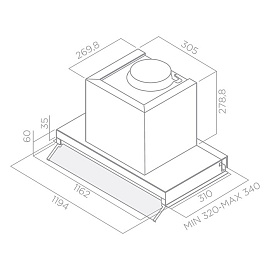 Размеры вытяжки Elica Boxin IX 120