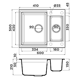 Размеры мойки Omoikiri Sakaime 60-2-WH