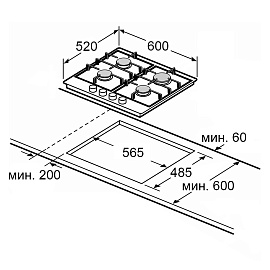 Схема встраивания и размеры Korting HGG 6766 ICPTN