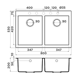 Omoikiri Bosen 80-2-WH