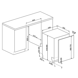 Схема встраивания и размеры Smeg STL281DS