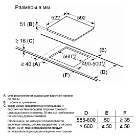 Схема встраивания и размеры Bosch PUE63KBB5E