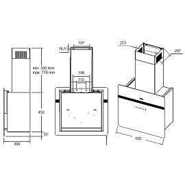 Размеры вытяжки Korting KHC 69131 GXW