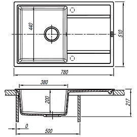 Размеры мойки Florentina ЛИПСИ 780 антрацит
