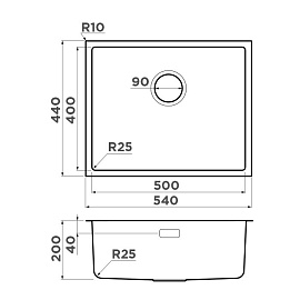 Размеры мойки Omoikiri Tadzava 54-U-I-IN 4993512