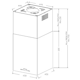 Размеры вытяжки Korting KHA 45970 W Cube