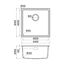 Размеры мойки Omoikiri Tadzava 44-U-I-IN Ultra 4993801