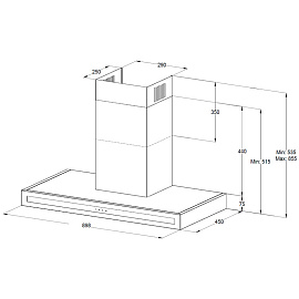 Размеры вытяжки Korting KHC 9877 N