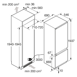 Схема встраивания и размеры Asko RBC297SND1