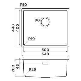 Размеры мойки Omoikiri Tadzava 54-U-I-LG Ultra 4993266