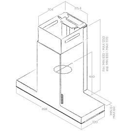 Размеры вытяжки Elica HAIKU BL 90