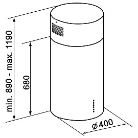 Размеры вытяжки Korting KHA 4970 X Cylinder