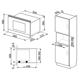 Схема встраивания и размеры Smeg MP122B3