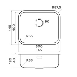 Размеры мойки Omoikiri Omi 54-U-I-IN 4993488