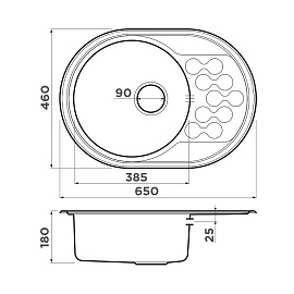 Размеры мойки Omoikiri Kasumigaura 65-IN 4993727
